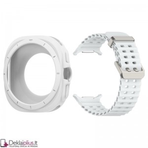 Guminis dėklas su apyranke - baltos spalvos (Samsung Galaxy Ultra/Ultra 2 (47 mm)